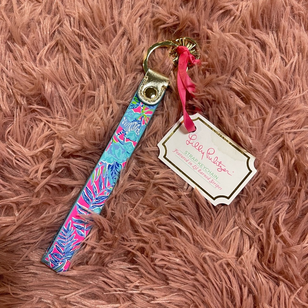 Lilly Pulitzer Keychain with Pink and Blue Design